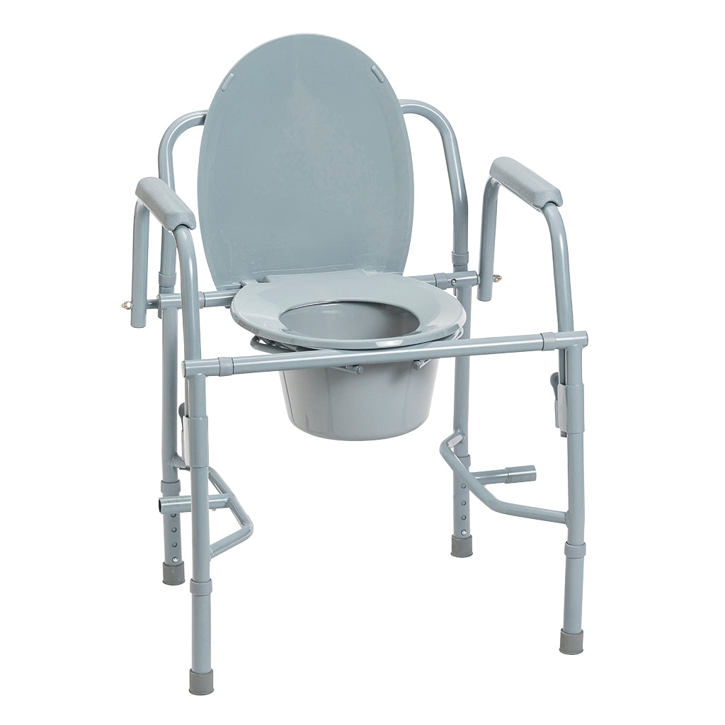 Steel Drop Arm Bedside Commode with Padded Arms