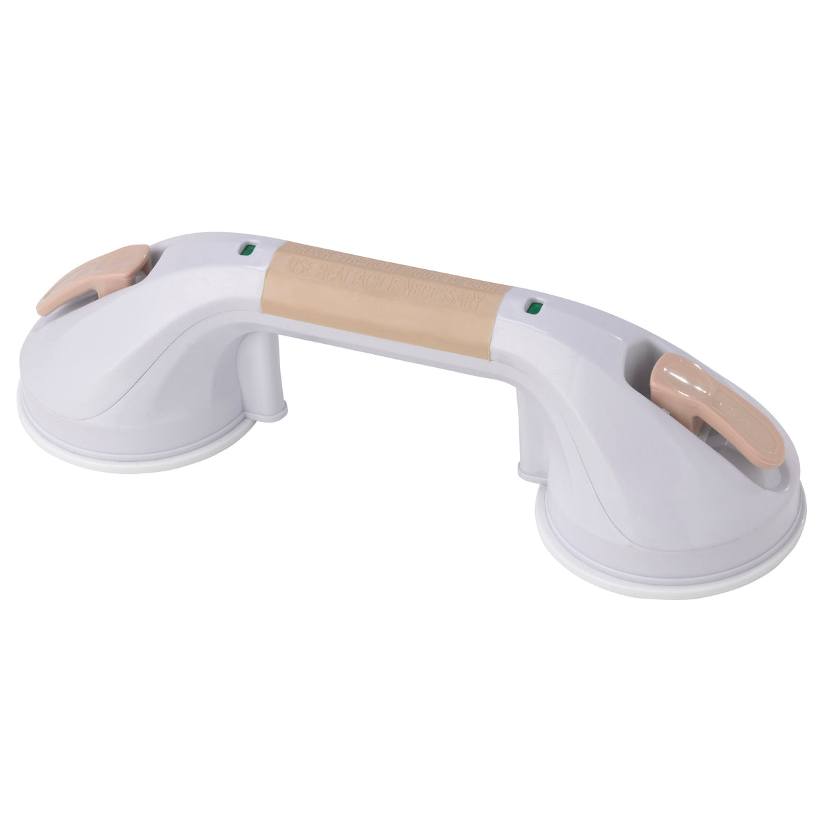 Suction Cup Grab Bar, 12", White and Beige