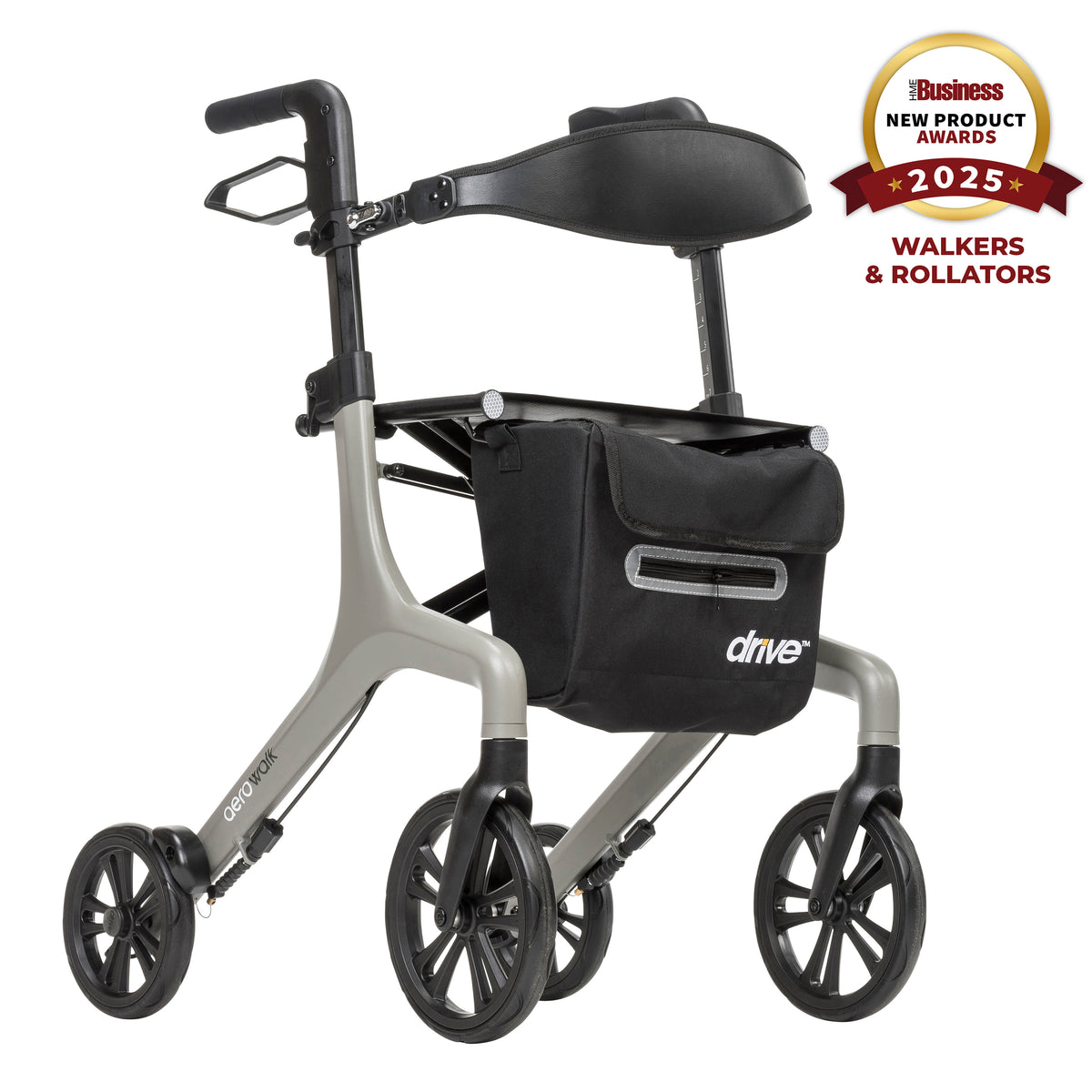AeroWalk Ultra-Lite Rollator Rolling Walker, Grey