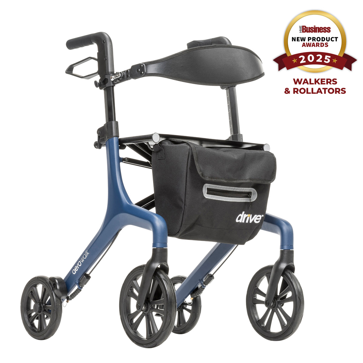 AeroWalk Ultra-Lite Rollator Rolling Walker, Blue