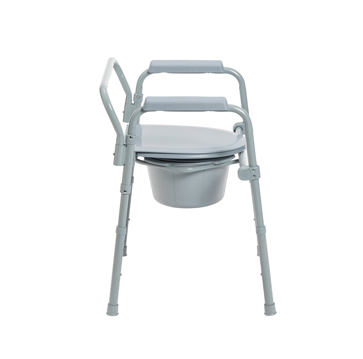 Steel Folding Deep Seat Bedside Commode, Gray