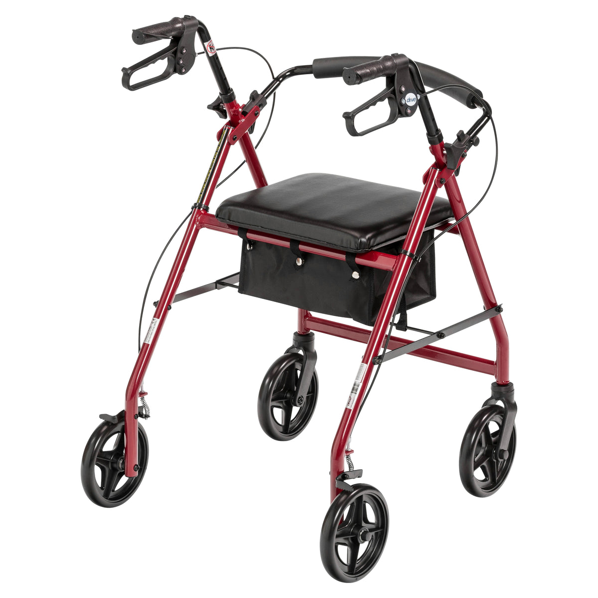 Aluminum Rollator Rolling Walker with Fold Up and Removable Back Support and Padded Seat, Red