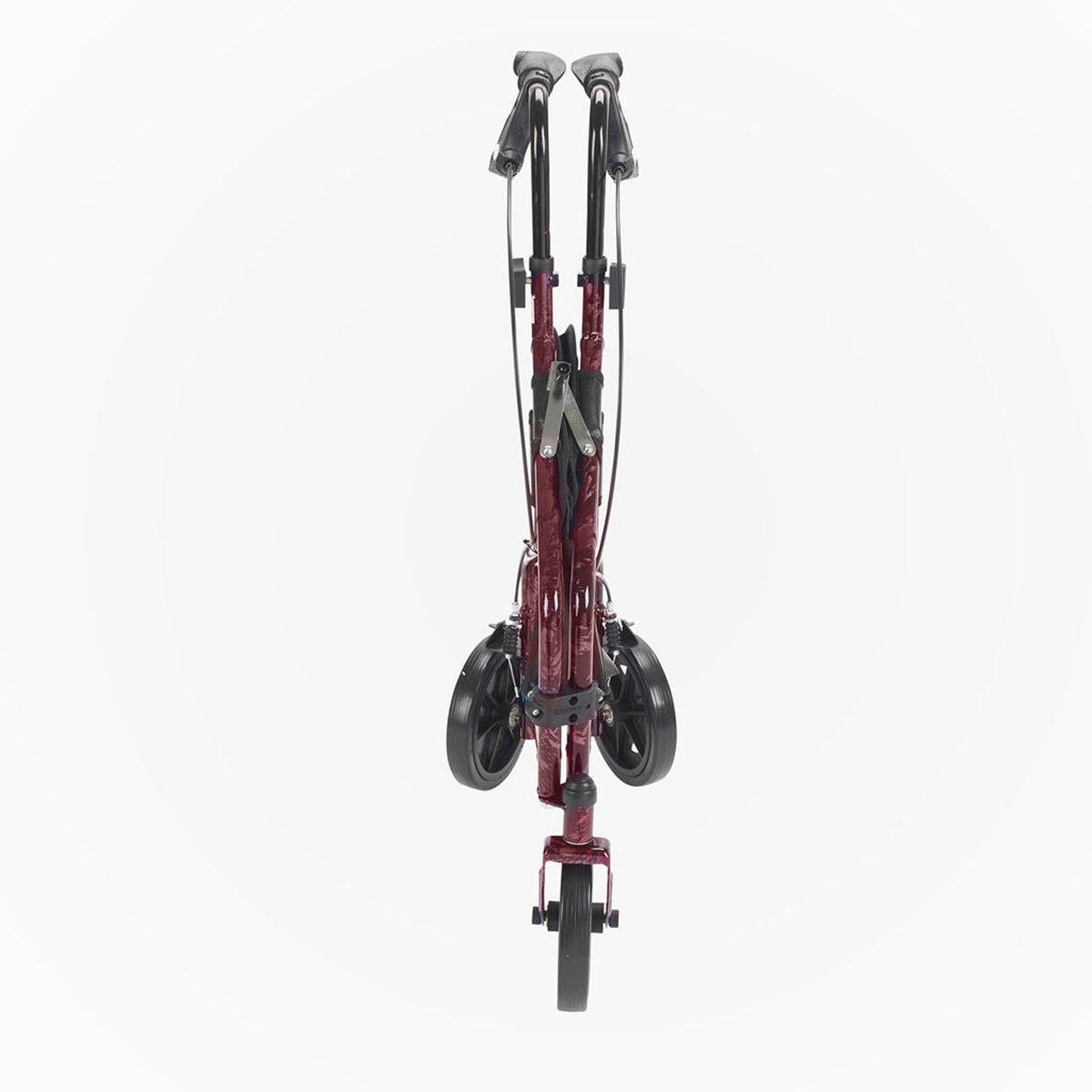 3 Wheel Rollator Rolling Walker with Basket Tray and Pouch, Flame Red