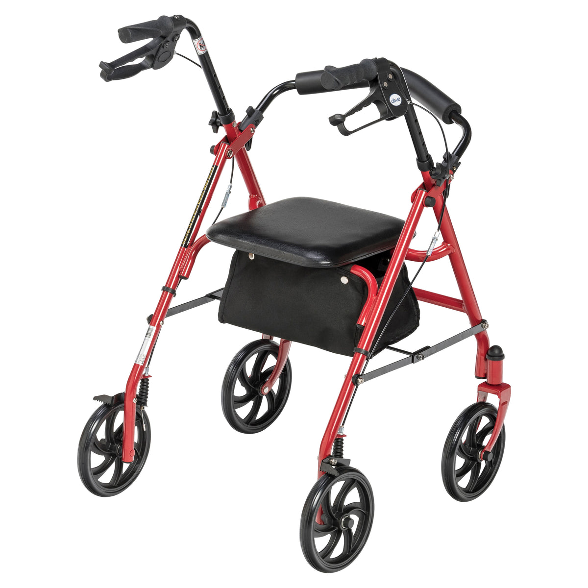 Four Wheel Rollator Rolling Walker with Fold Up Removable Back Support, Red