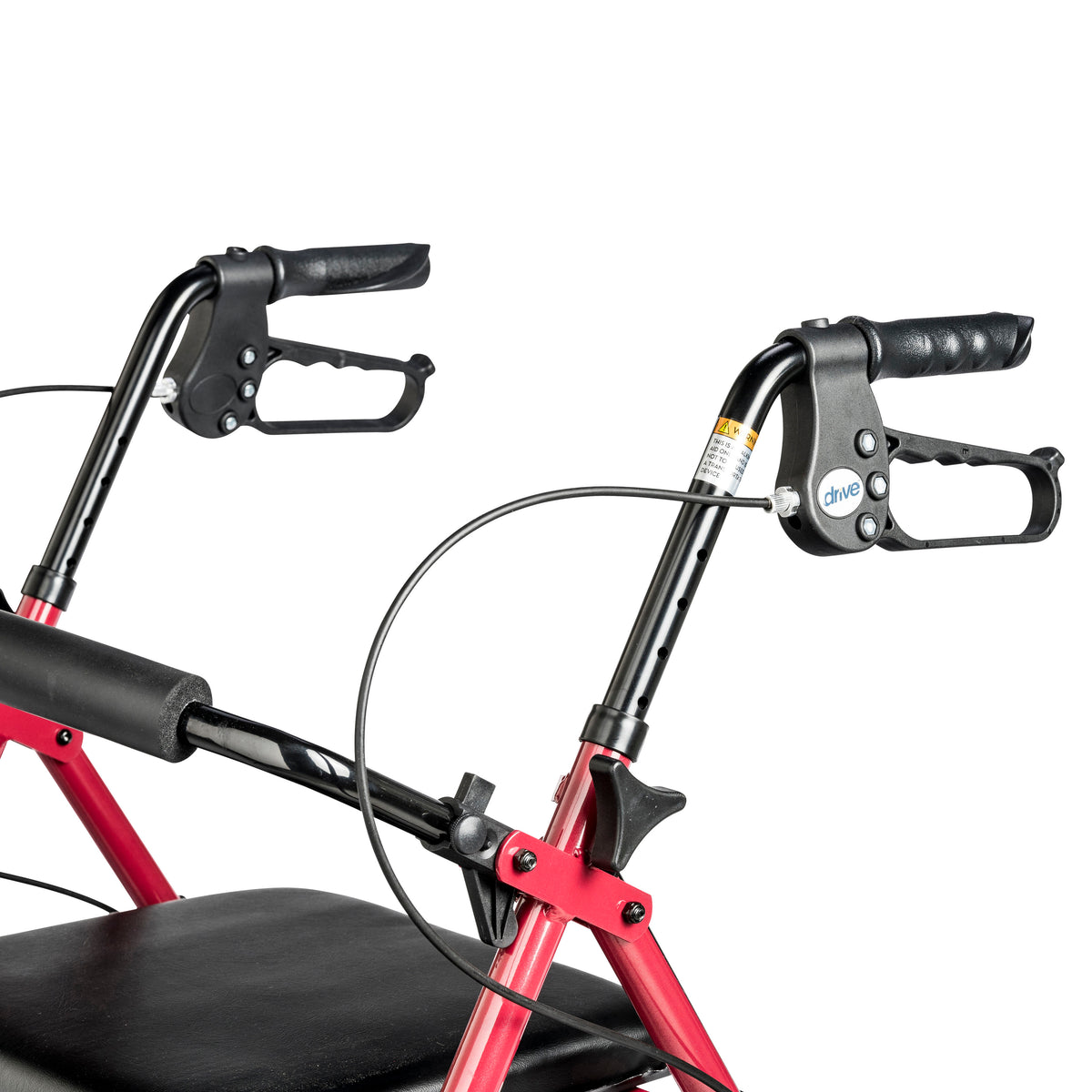 Aluminum Rollator Rolling Walker with Fold Up and Removable Back Support and Padded Seat, Red