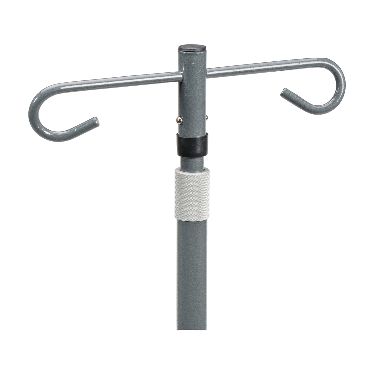 Economy Removable Top I. V. Pole, 2 Hook Top, Silver Vein