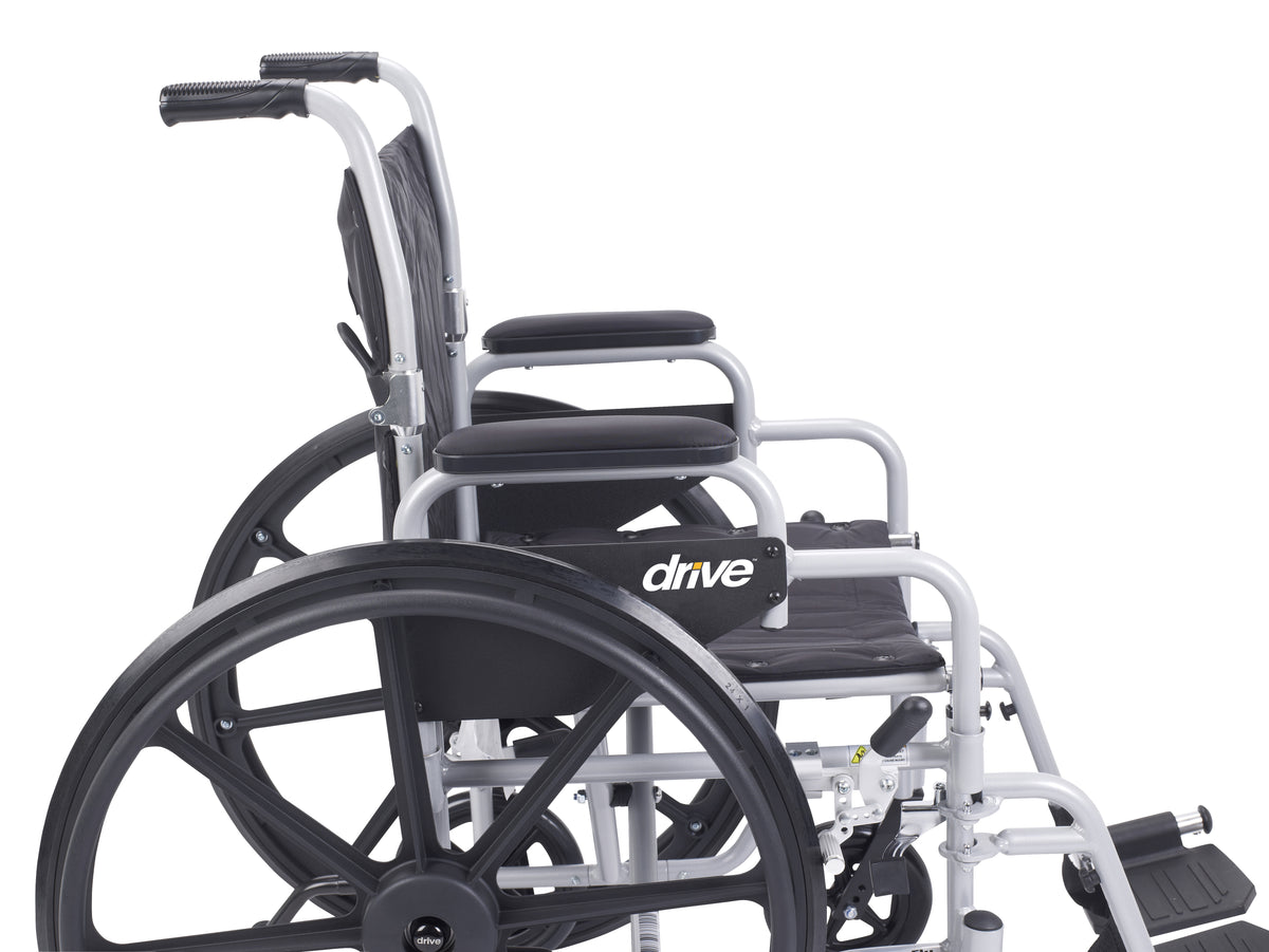 Poly Fly Light Weight Transport Chair Wheelchair with Swing away Footrests, 18" Seat