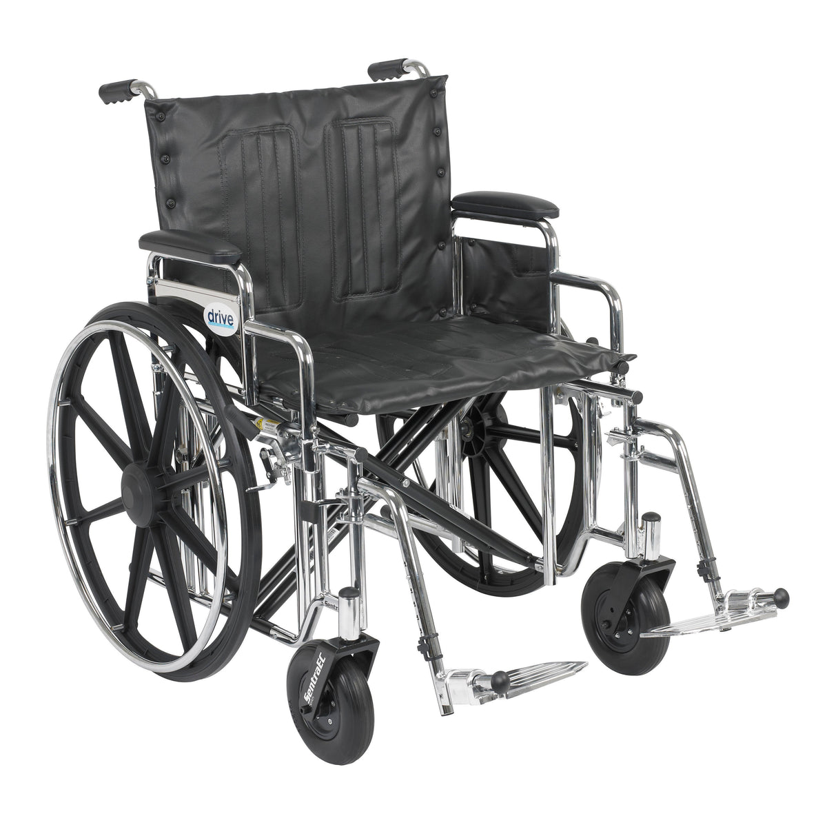 Sentra Extra Heavy Duty Wheelchair, 22" Desk Arms Swing-Away Footrests