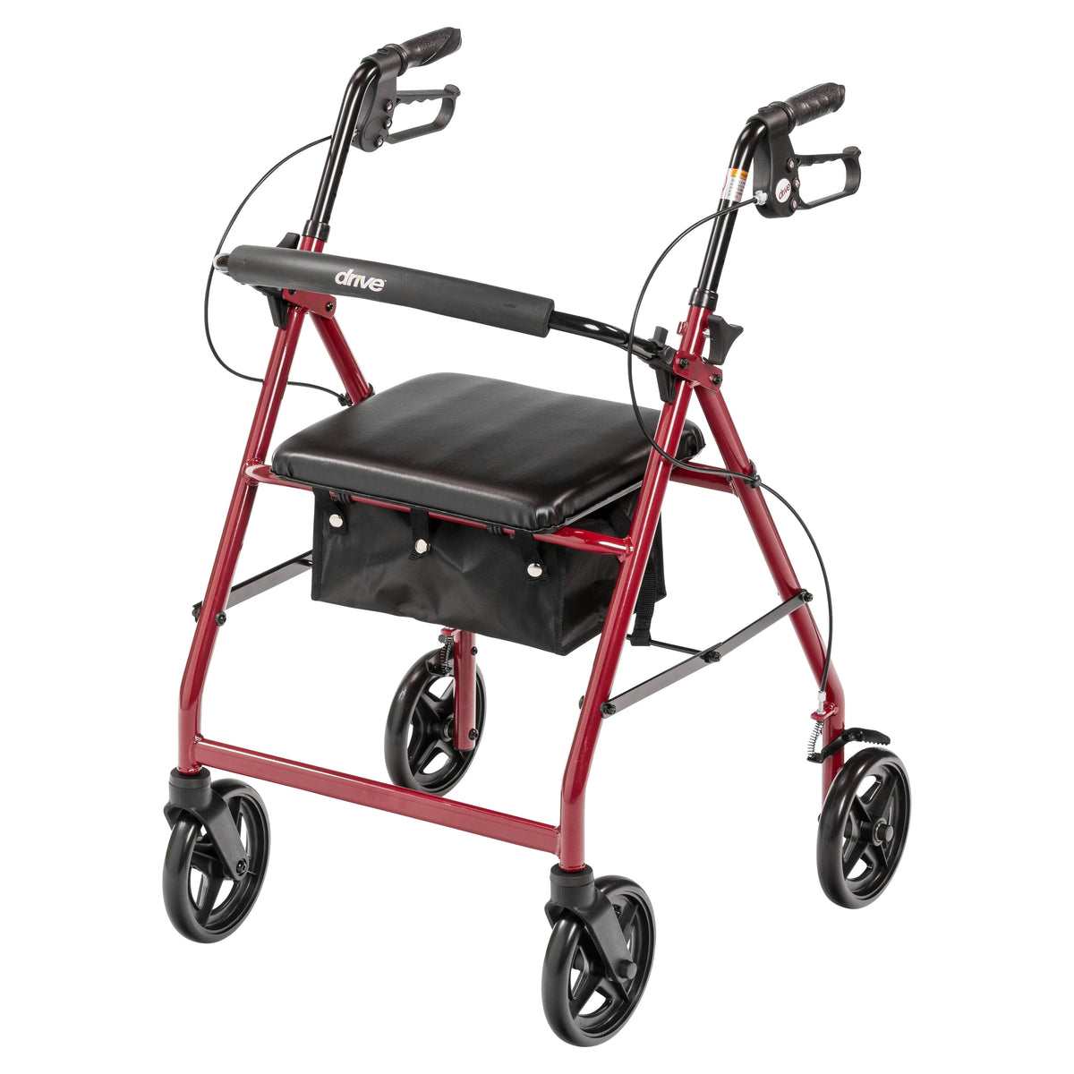 Aluminum Rollator Rolling Walker with Fold Up and Removable Back Support and Padded Seat, Red