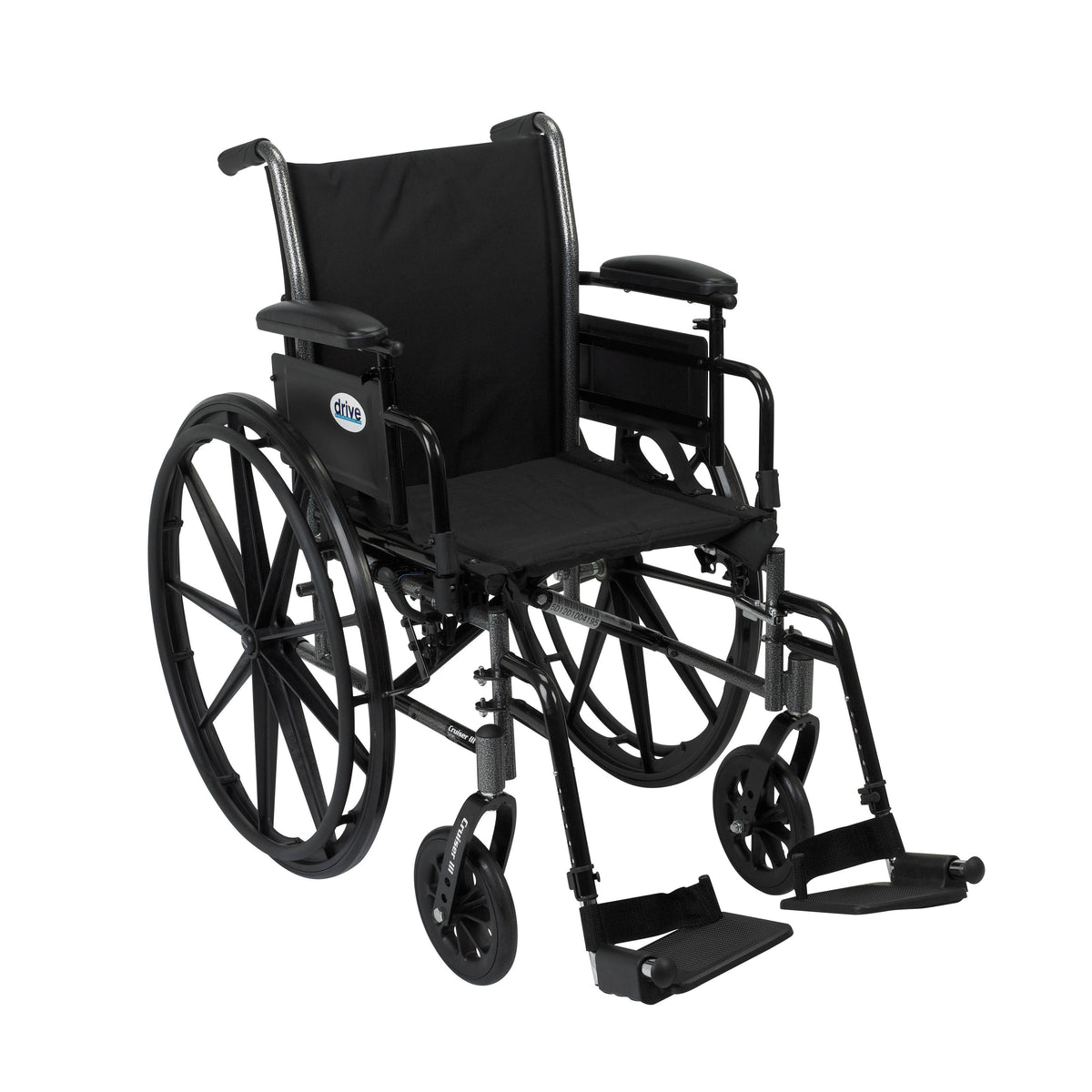 Cruiser III Light Weight Wheelchair with Flip Back Removable Arms, 18" Seat, Adjustable Height Desk Arms, Swing Away Footrests