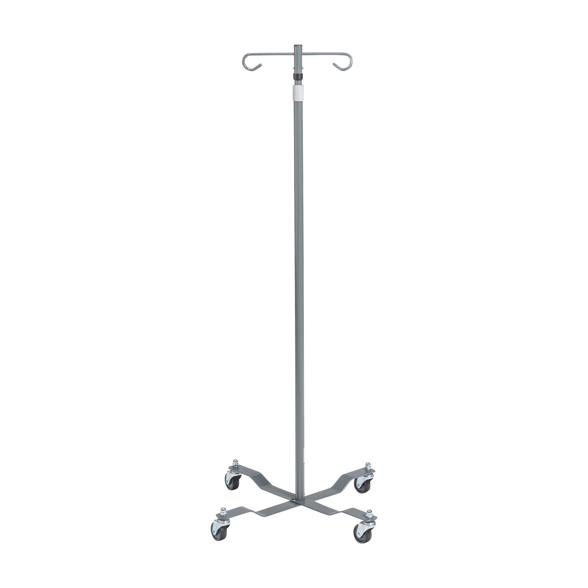 Economy Removable Top I. V. Pole, 2 Hook Top, Silver Vein