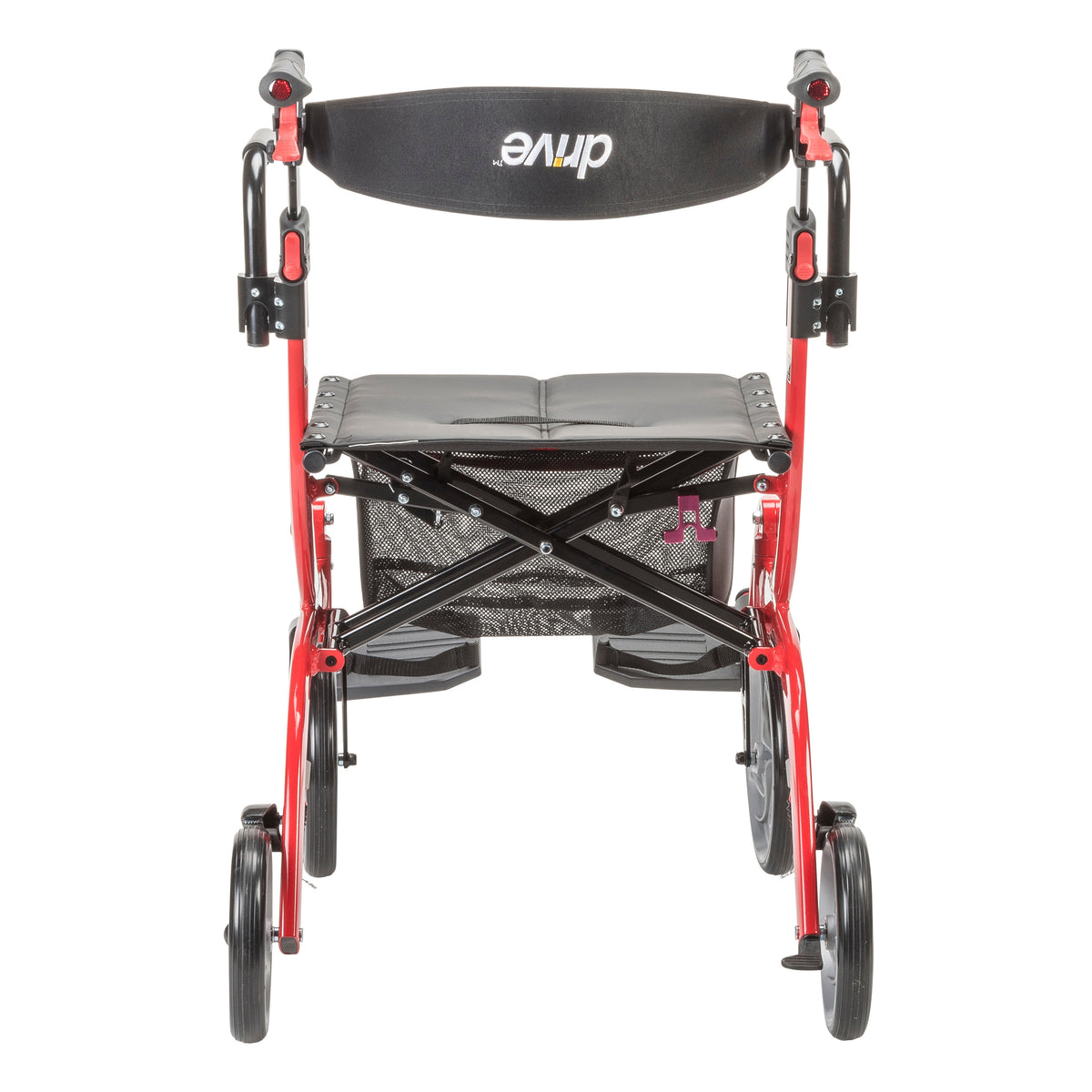 Nitro Duet Dual Function Transport Wheelchair and Rollator Rolling Walker, Red