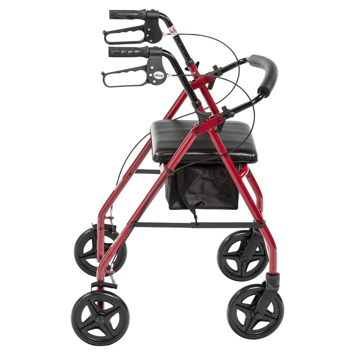 Aluminum Rollator Rolling Walker with Fold Up and Removable Back Support and Padded Seat, Red