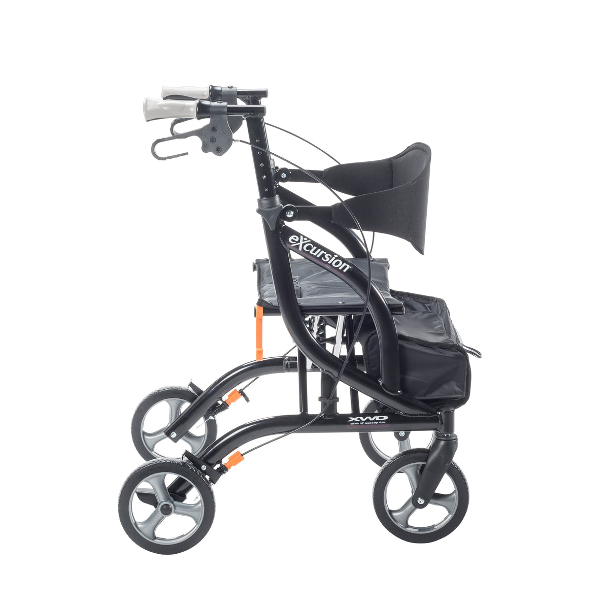 eXcursion XWD Heavy Duty Rollator Rolling Walker, Pearl Black