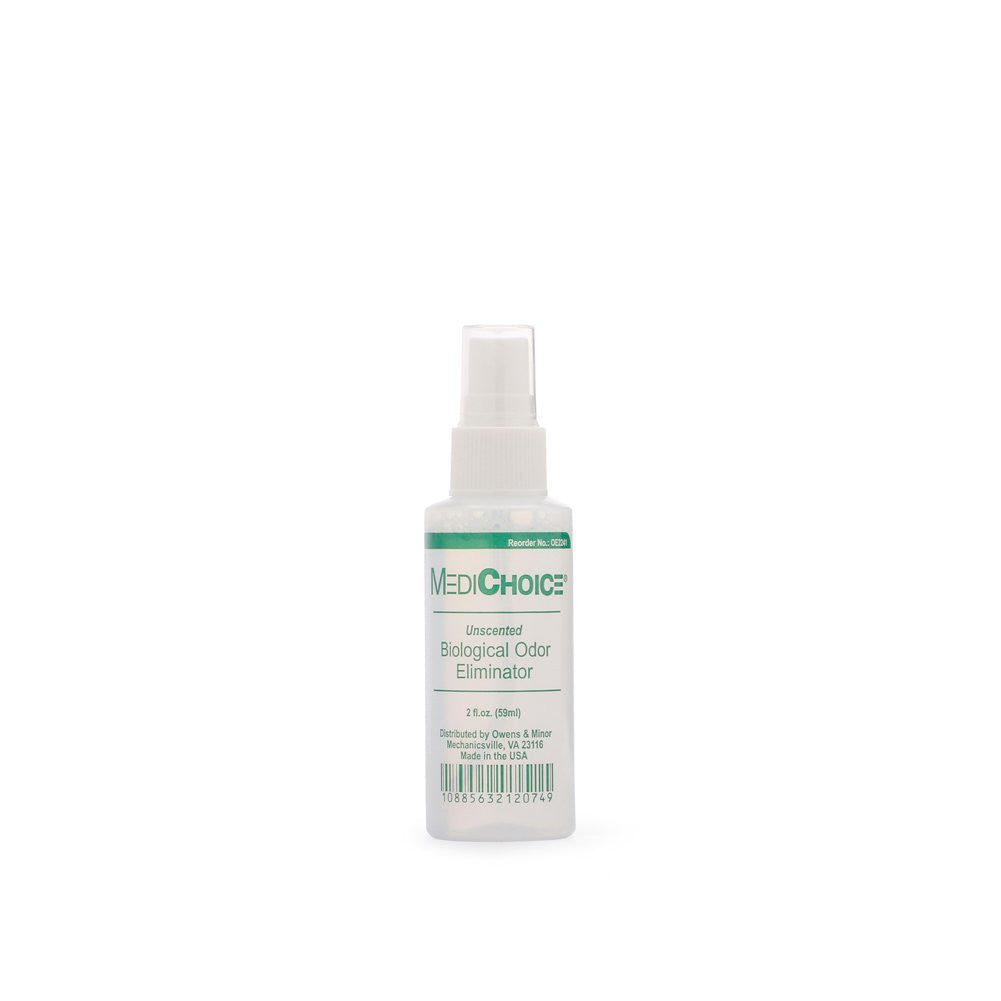 2oz Unscented MediChoice Biological Odor Eliminator spray is the only odor eliminator that completely removes odors instead of just masking them!